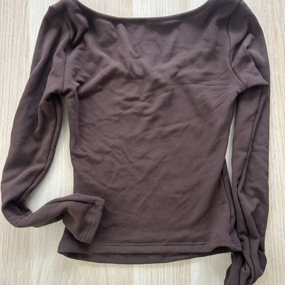 Boatneck Brown Thermal Top - Picture 3 of 3